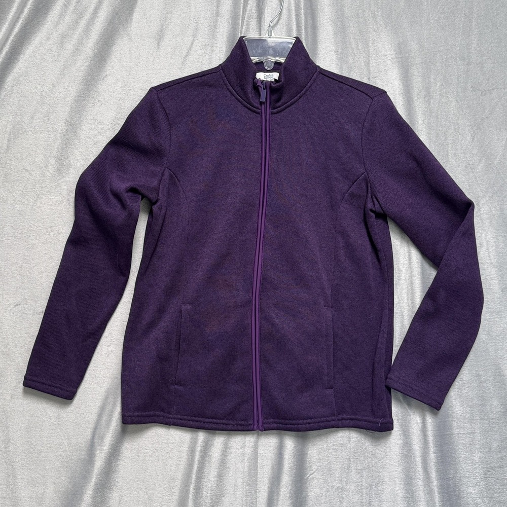 Croft & Barrow Jacket Womens Small Purple Fleece Full Zip Stand Collar Pockets
